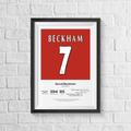 David Beckham Manchester United Legend Stats Print