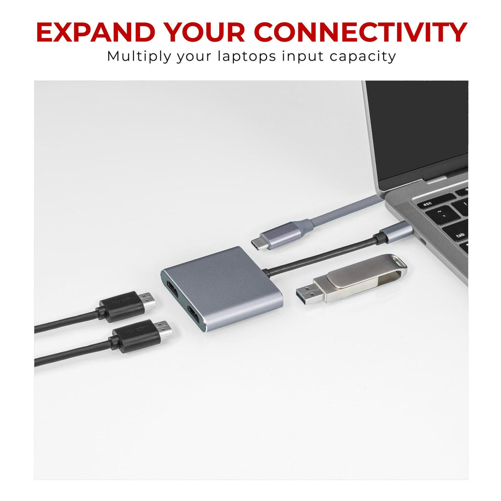 Maplin USB-C Multiport Hub to 2x HDMI 4K@60Hz Ultra HD MST/ USB-C PD / USB-A 3.0