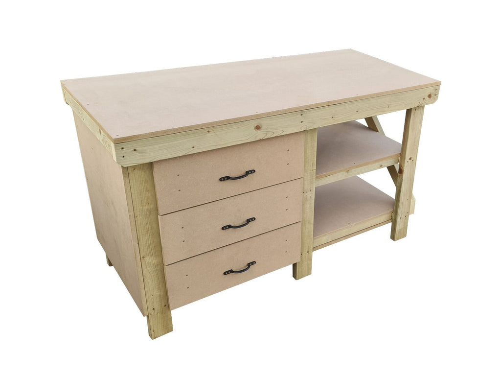 Wooden MDF top tool cabinet workbench with storage shelf (V.7) with double shelf