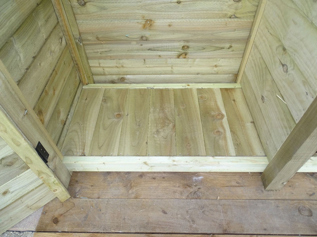 Wooden Garden Tool Storage with Shelf (Roof Sloping Back) W-119cm, H-126cm or 180cm, D-88cm