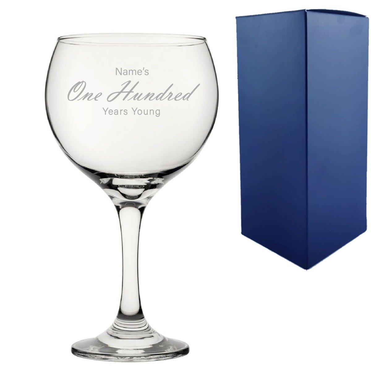Engraved 100th Birthday Cubata Gin Glass, Years Young Handwritten