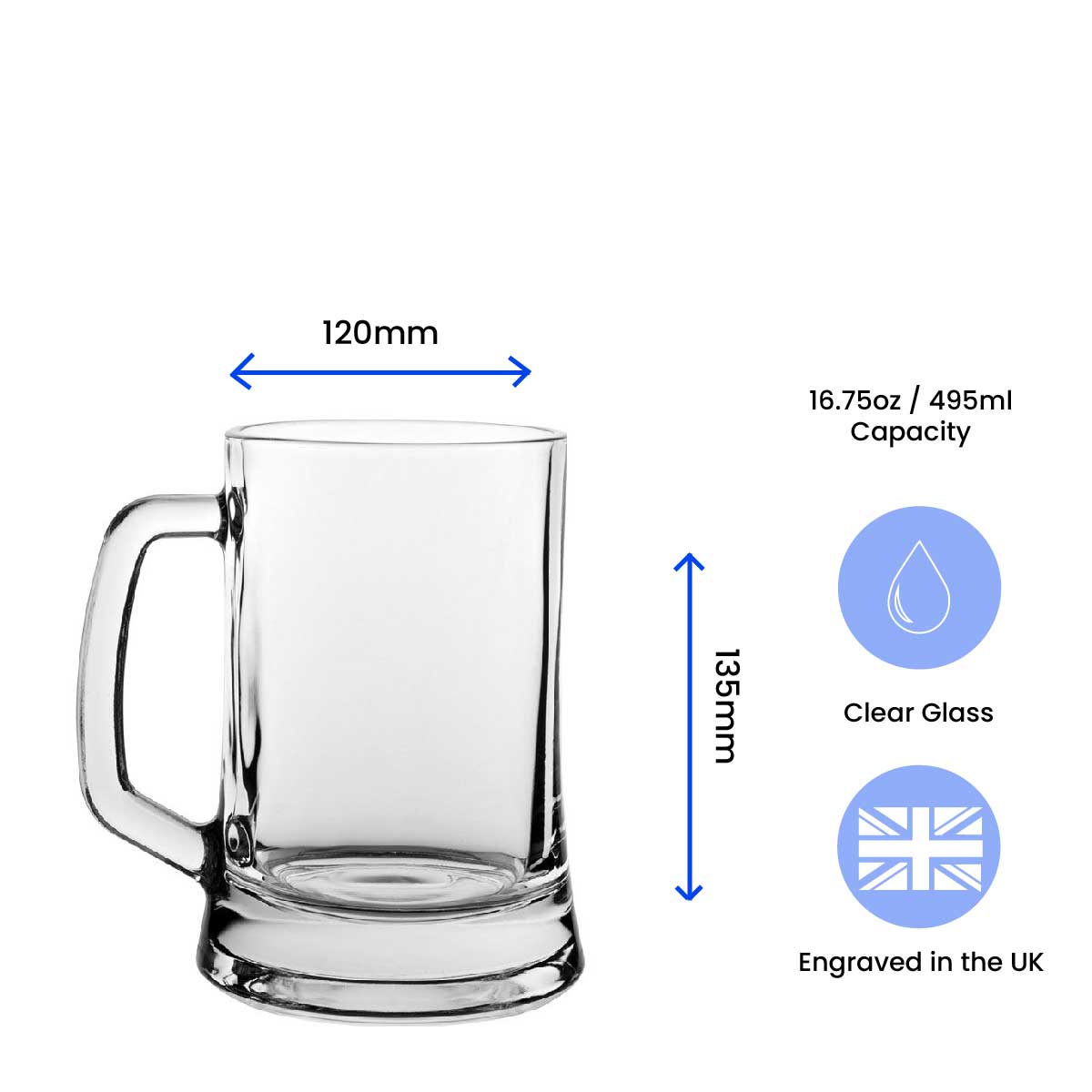 Personalised Engraved Tankard Beer Glass - Perfect Gift Present