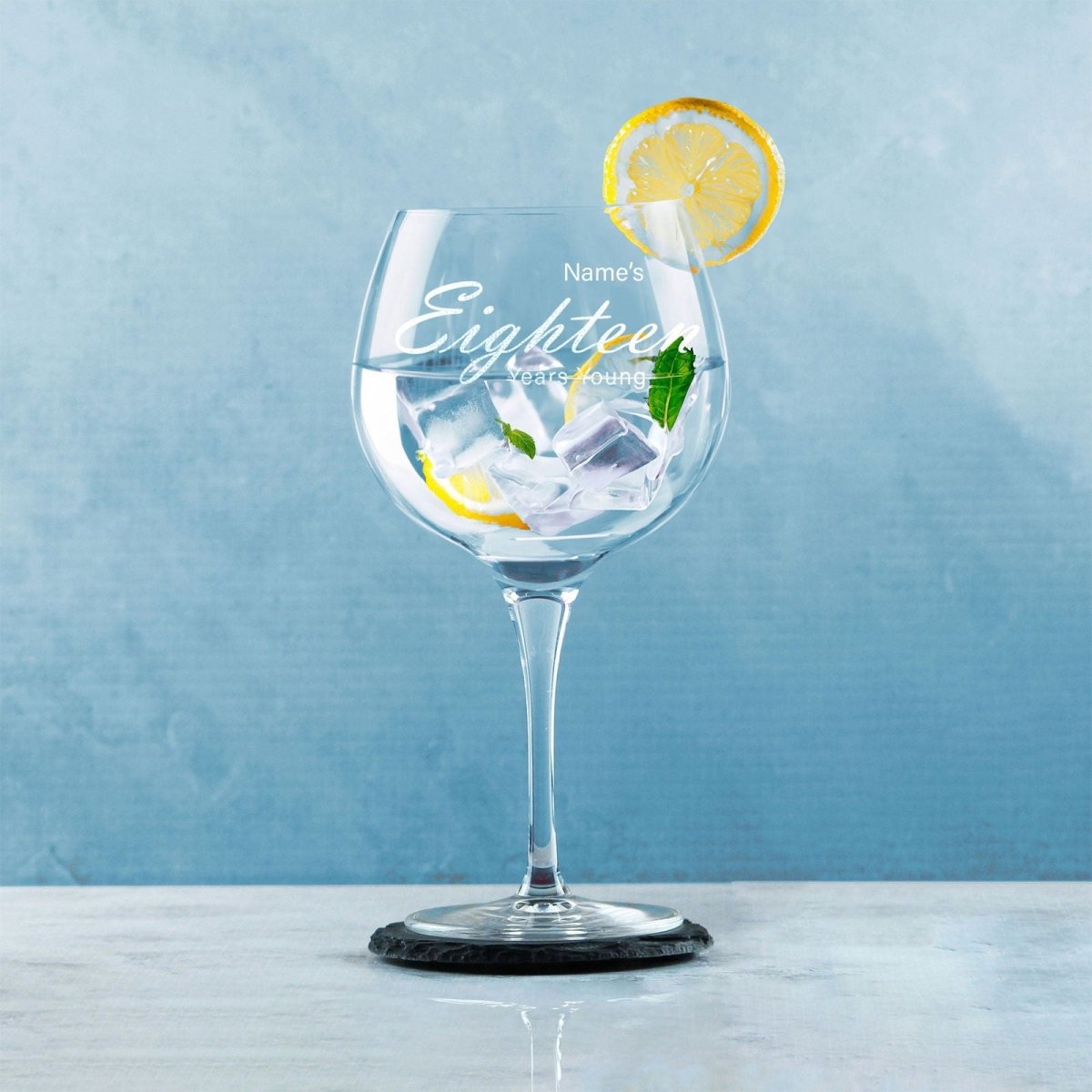 Engraved 18th Birthday Primeur Gin Glass Years Young Handwritten