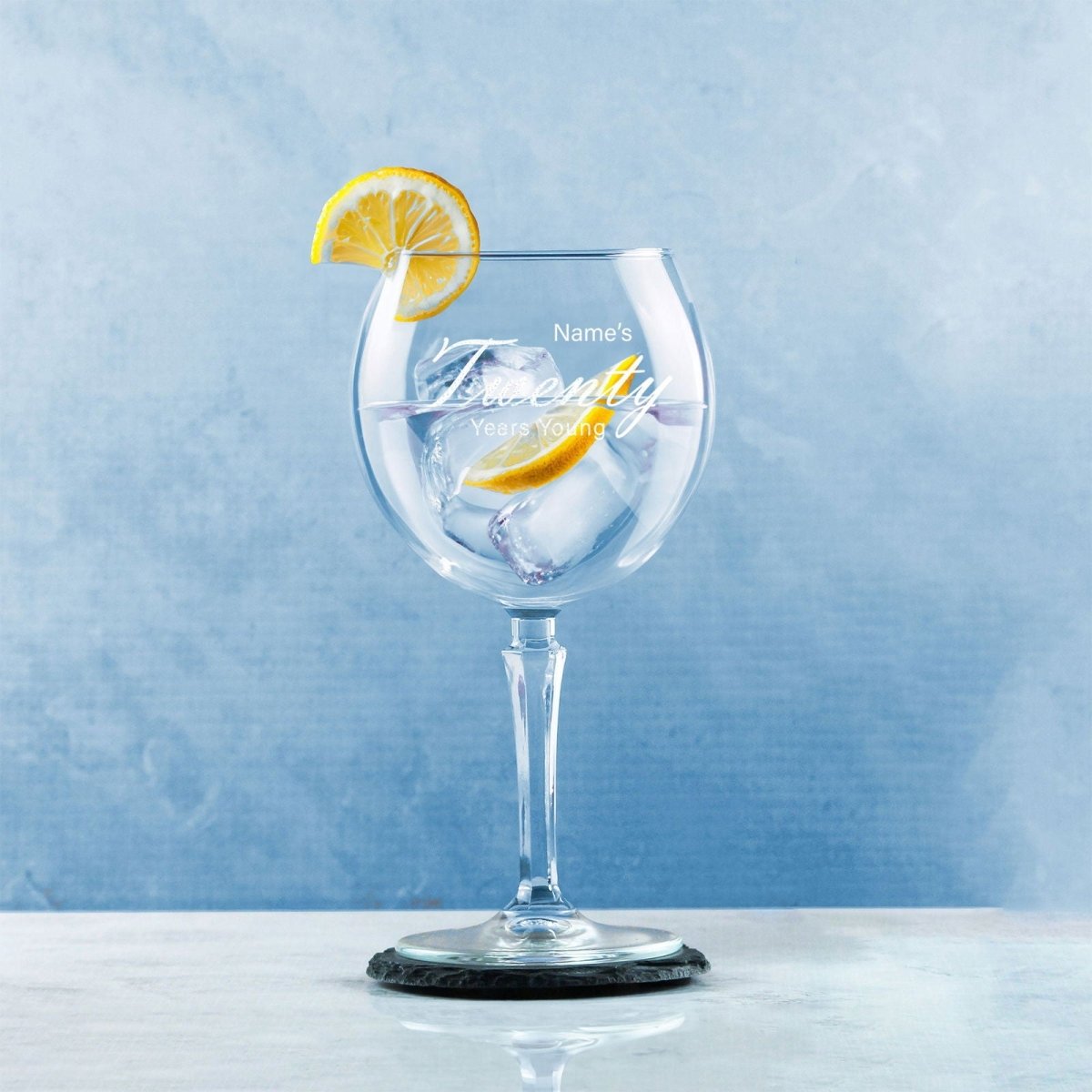 Engraved 20th Birthday Hudson Gin Glass, Years Young Handwritten