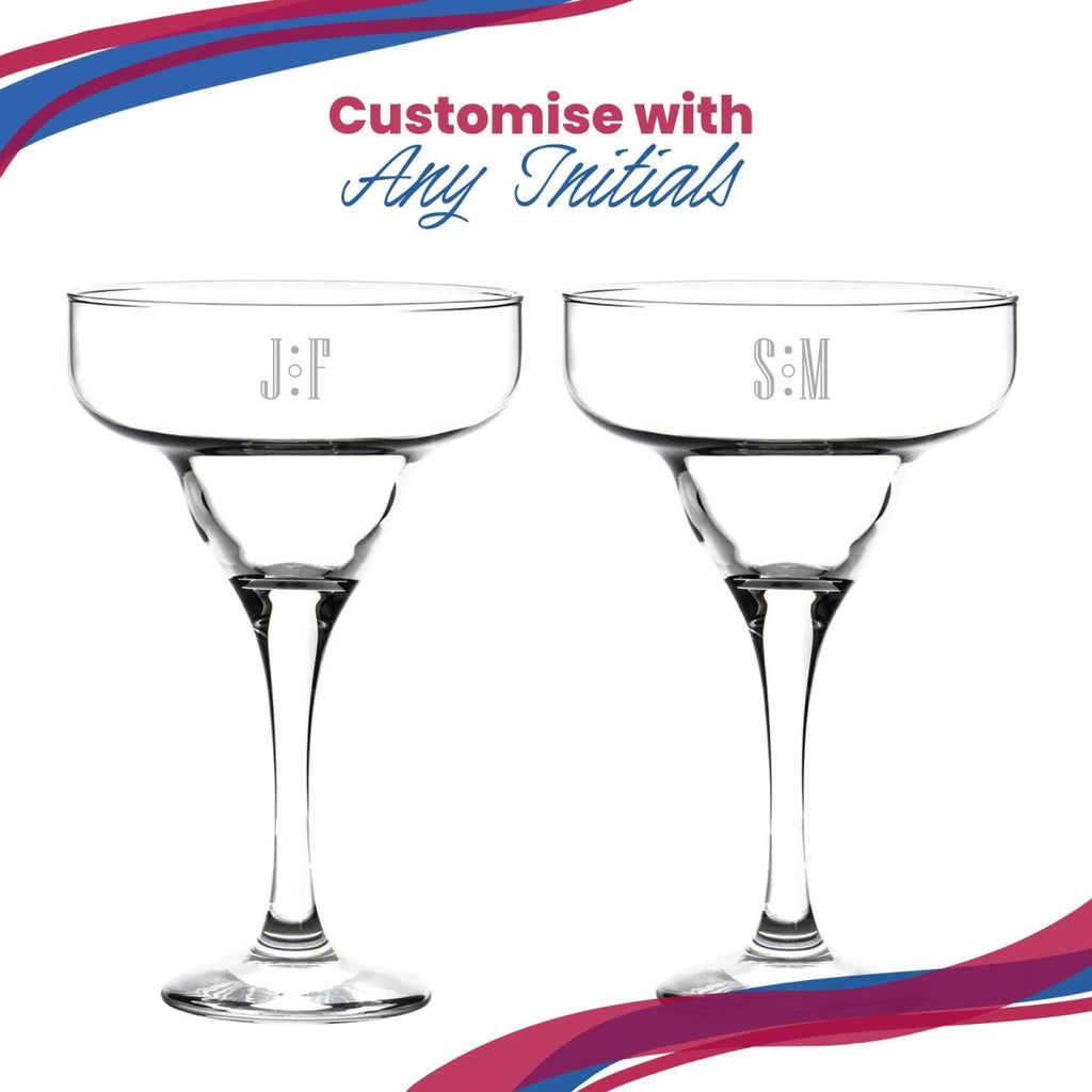 Engraved 295ml Margarita Cocktail Glass with Initials Design, Personalise with Any Name