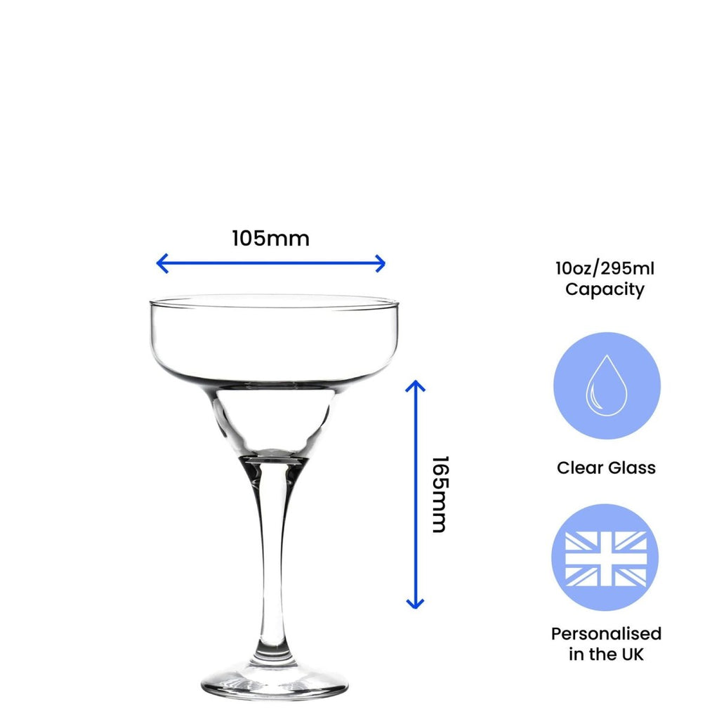 Engraved 295ml Margarita Cocktail Glass with Initials Design, Personalise with Any Name