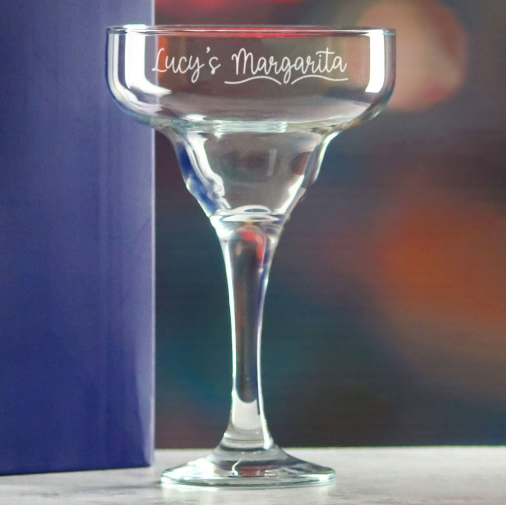 Engraved 295ml Margarita Cocktail Glass with Name's Margarita Design, Personalise with Any Name