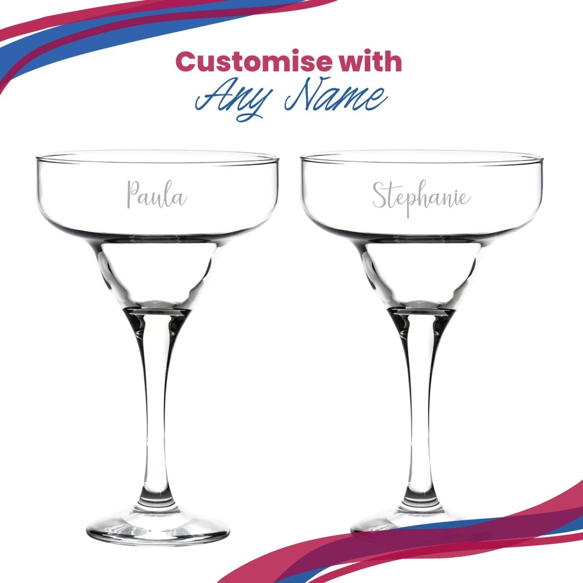 Engraved 295ml Margarita Cocktail Glass with Script Name, Personalise with Any Name