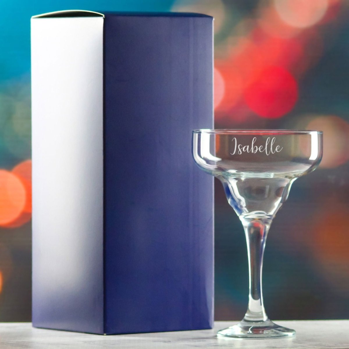 Engraved 295ml Margarita Cocktail Glass with Script Name, Personalise with Any Name