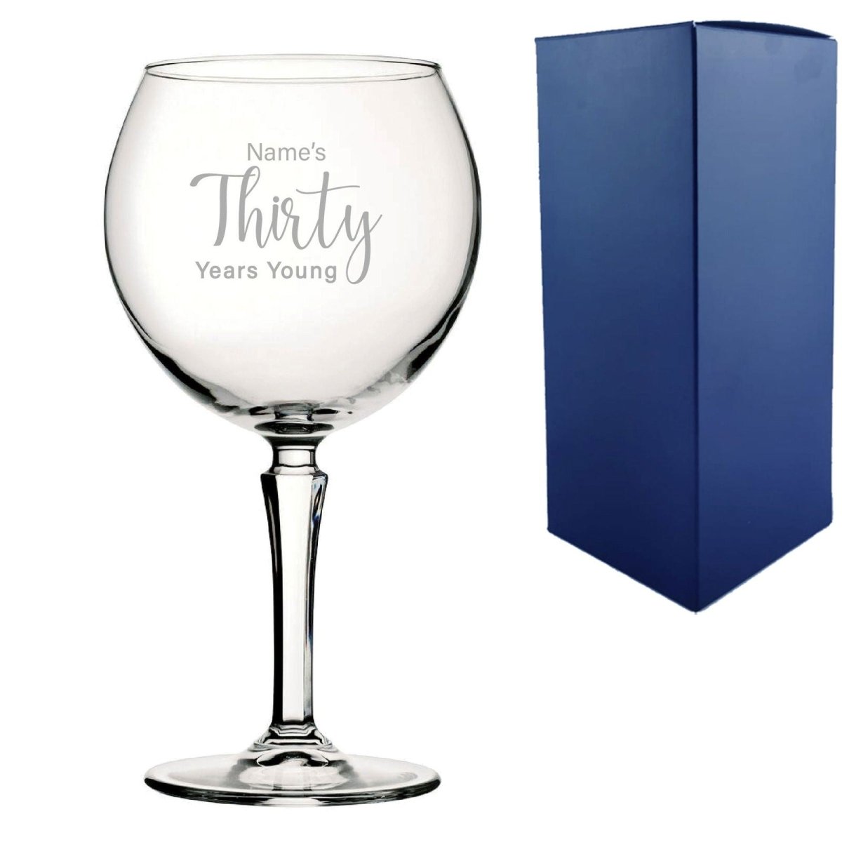 Engraved 30th Birthday Hudson Gin Glass, Years Young Delicate Font