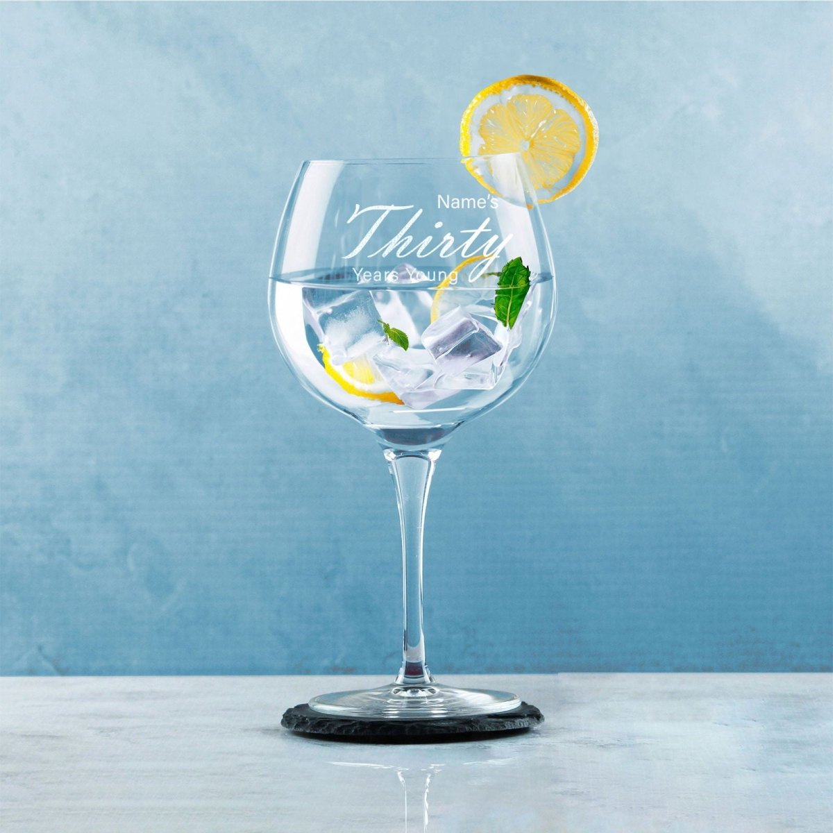 Engraved 30th Birthday Primeur Gin Glass Years Young Handwritten