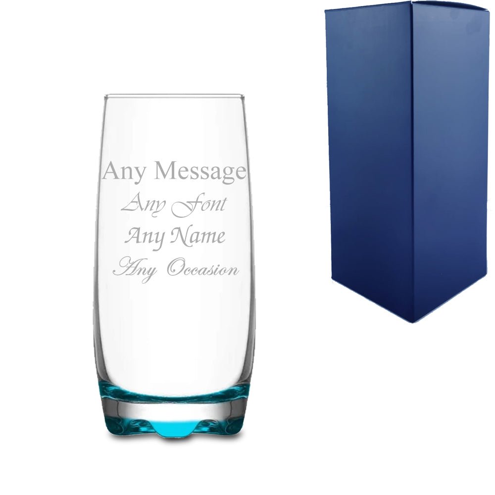 Engraved 390ml Blue based Adora Hiball With Gift Box