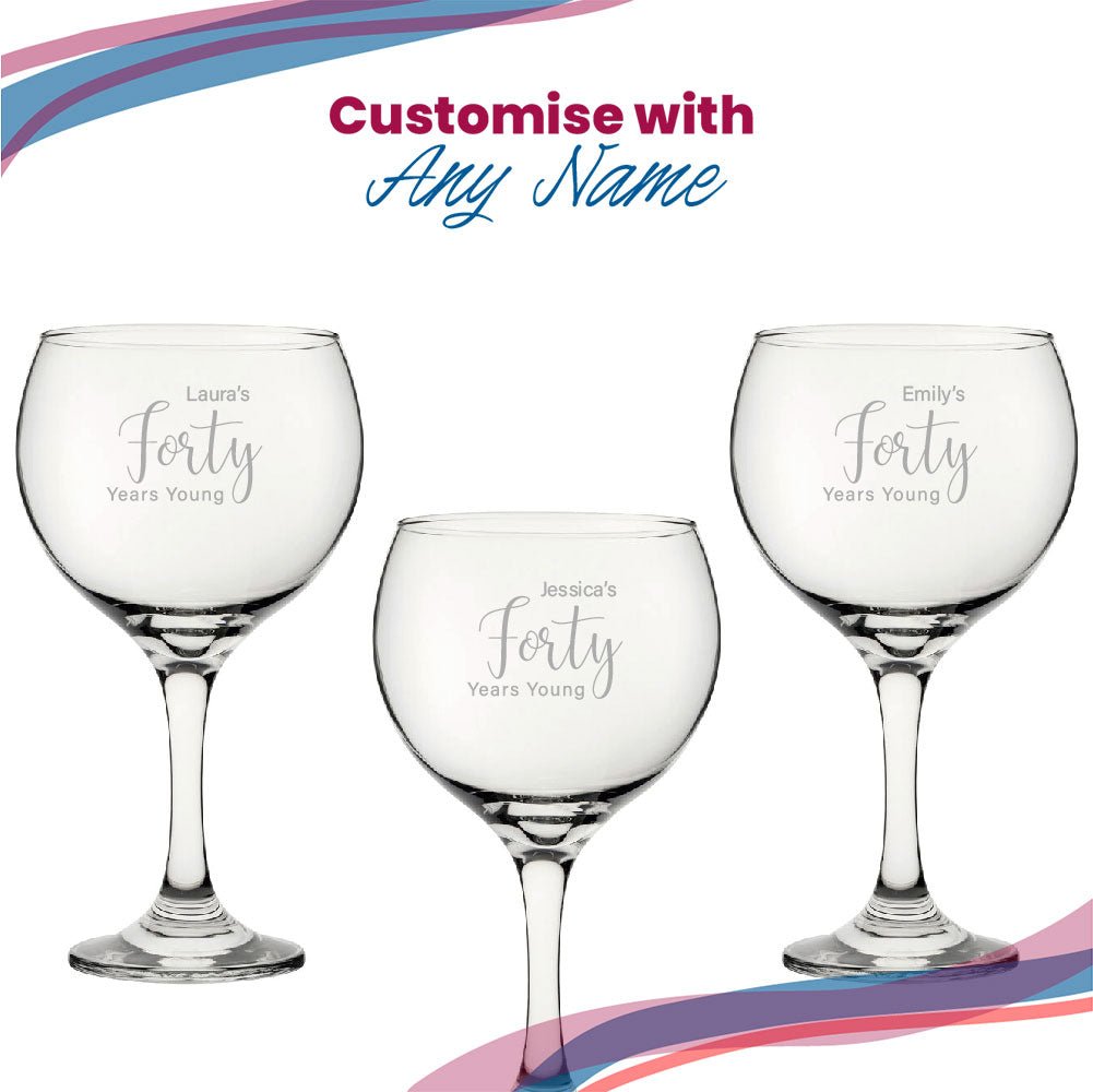 Engraved 40th Birthday Cubata Gin Glass, Years Young Delicate Font