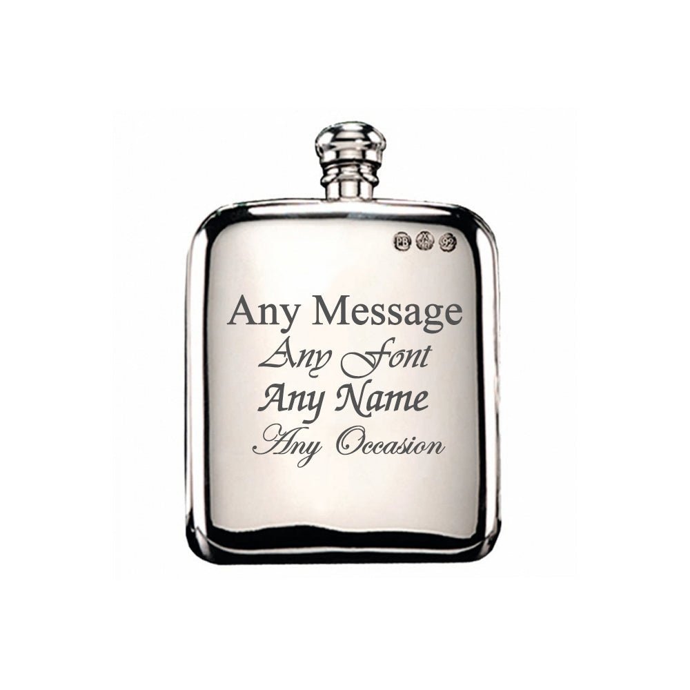 Engraved 4oz Pewter Hip Flask