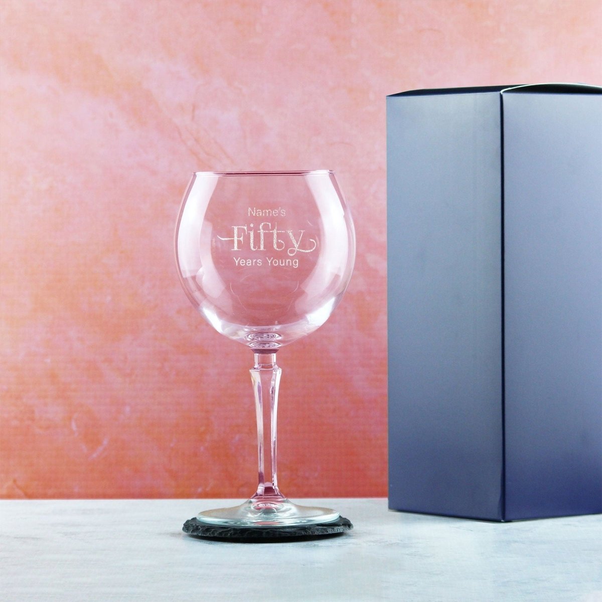 Engraved 50th Birthday Hudson Gin Glass, Years Young Sweeping Font