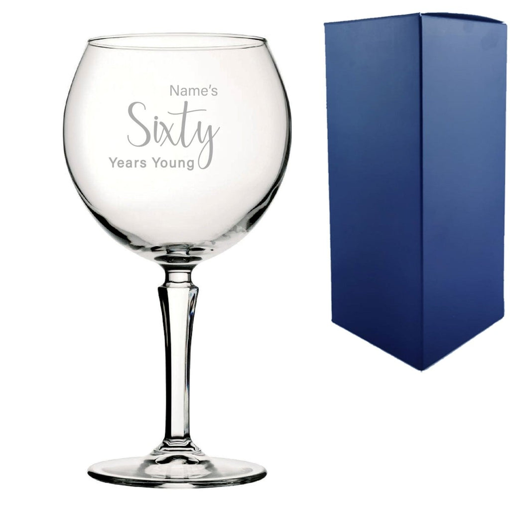 Engraved 60th Birthday Hudson Gin Glass, Years Young Delicate Font
