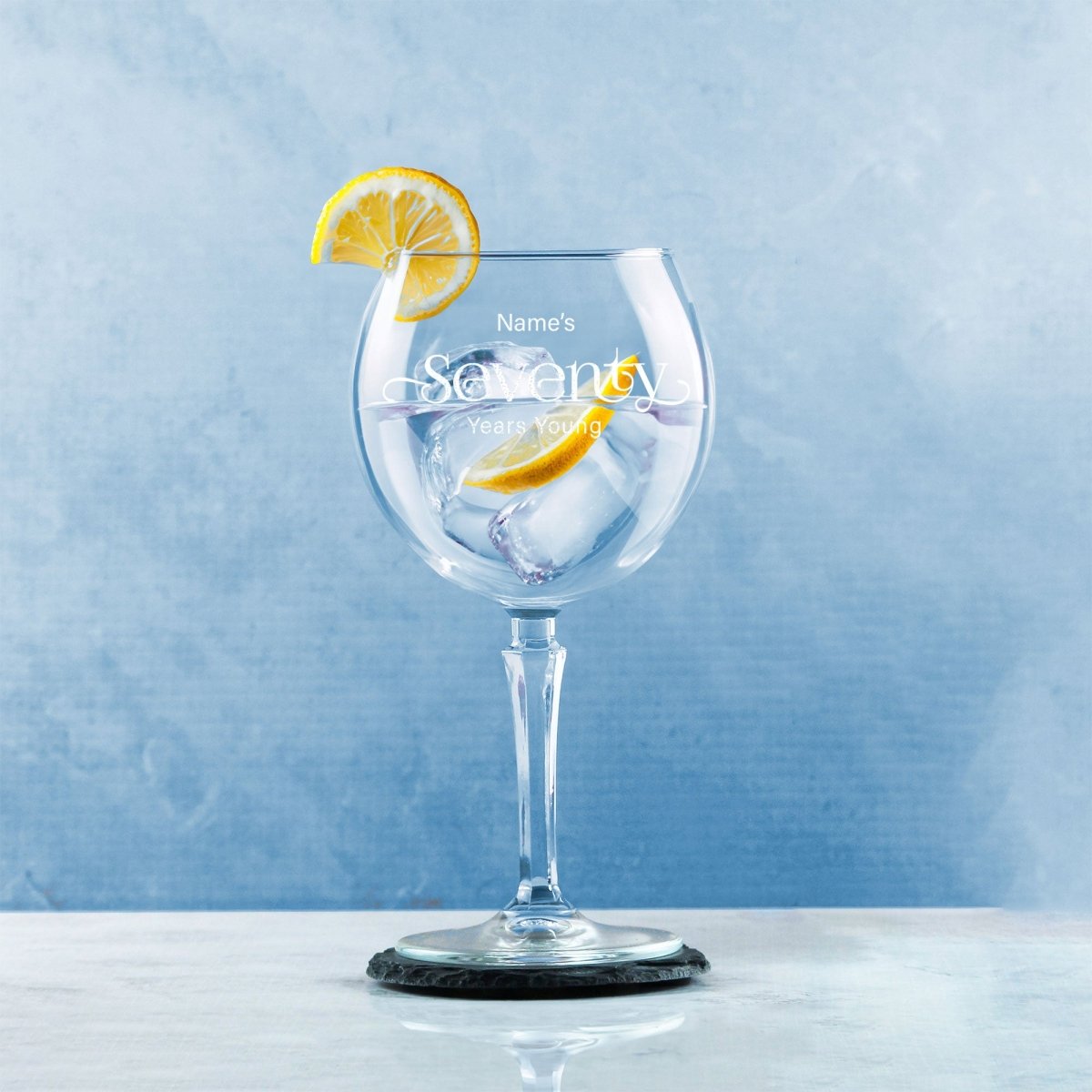 Engraved 70th Birthday Hudson Gin Glass, Years Young Sweeping Font