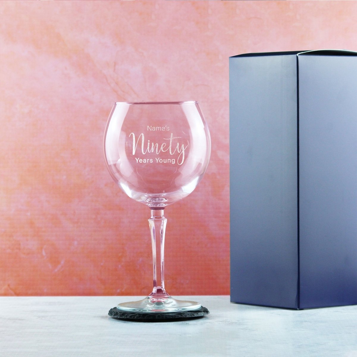 Engraved 90th Birthday Hudson Gin Glass, Years Young Delicate Font