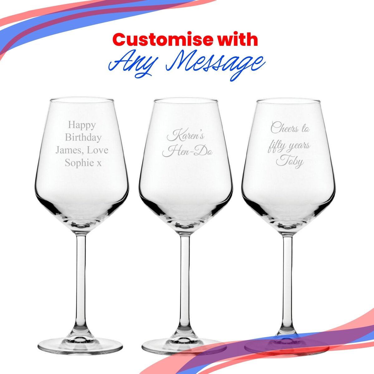 Engraved Allegra White Wine, 12.25oz/362ml Glass, Any Message