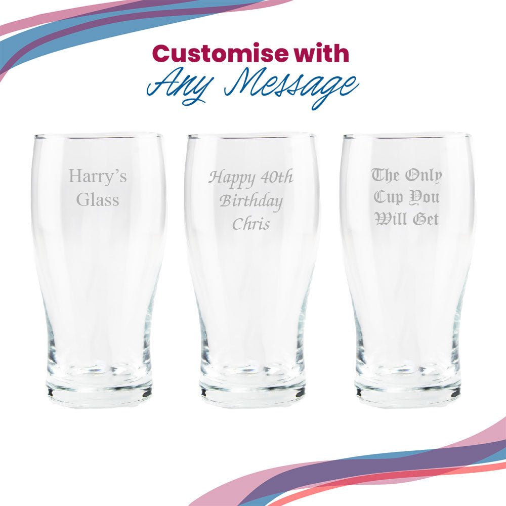 Engraved Arsenal 20oz Tulip Pint Glass, Gift Boxed