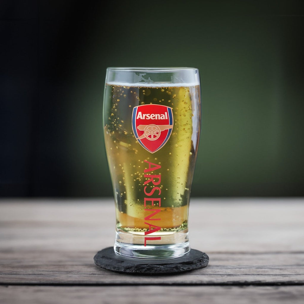 Engraved Arsenal 20oz Tulip Pint Glass, Gift Boxed