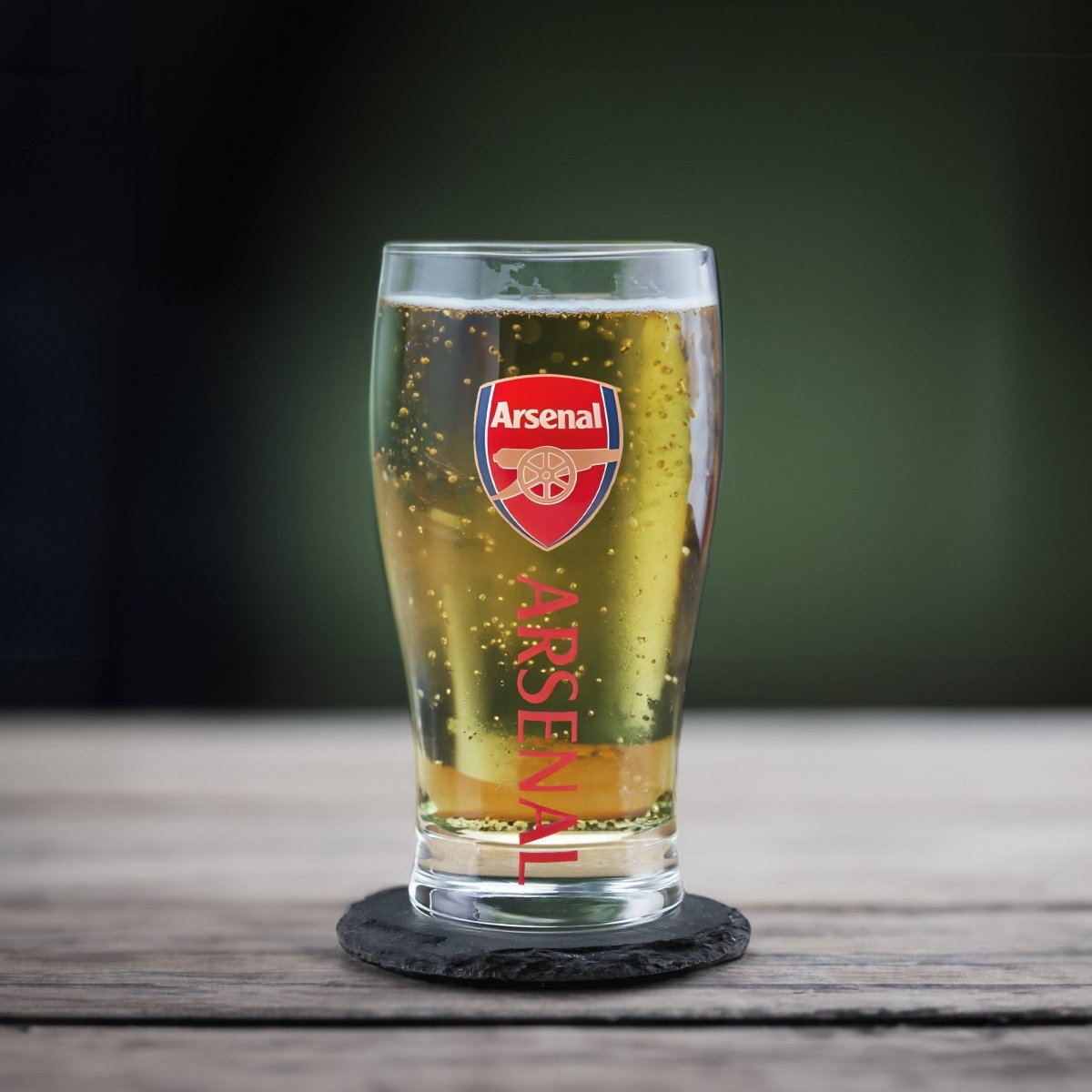 Engraved Arsenal 20oz Tulip Pint Glass, Gift Boxed