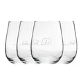 Engraved Bear Pattern Set of 4 Gaia Stemless Wine 12oz Glasses