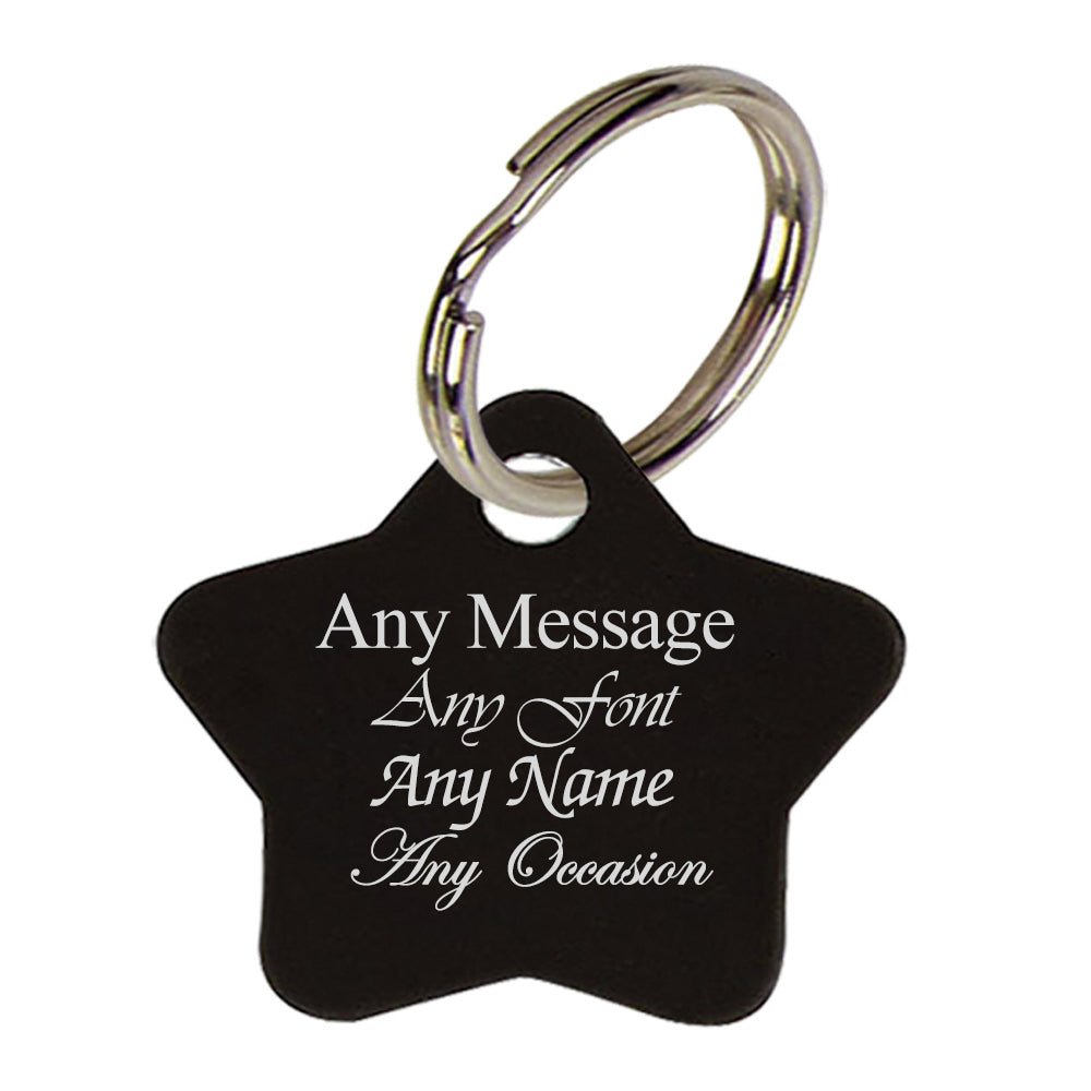 Engraved Black Star Keyring