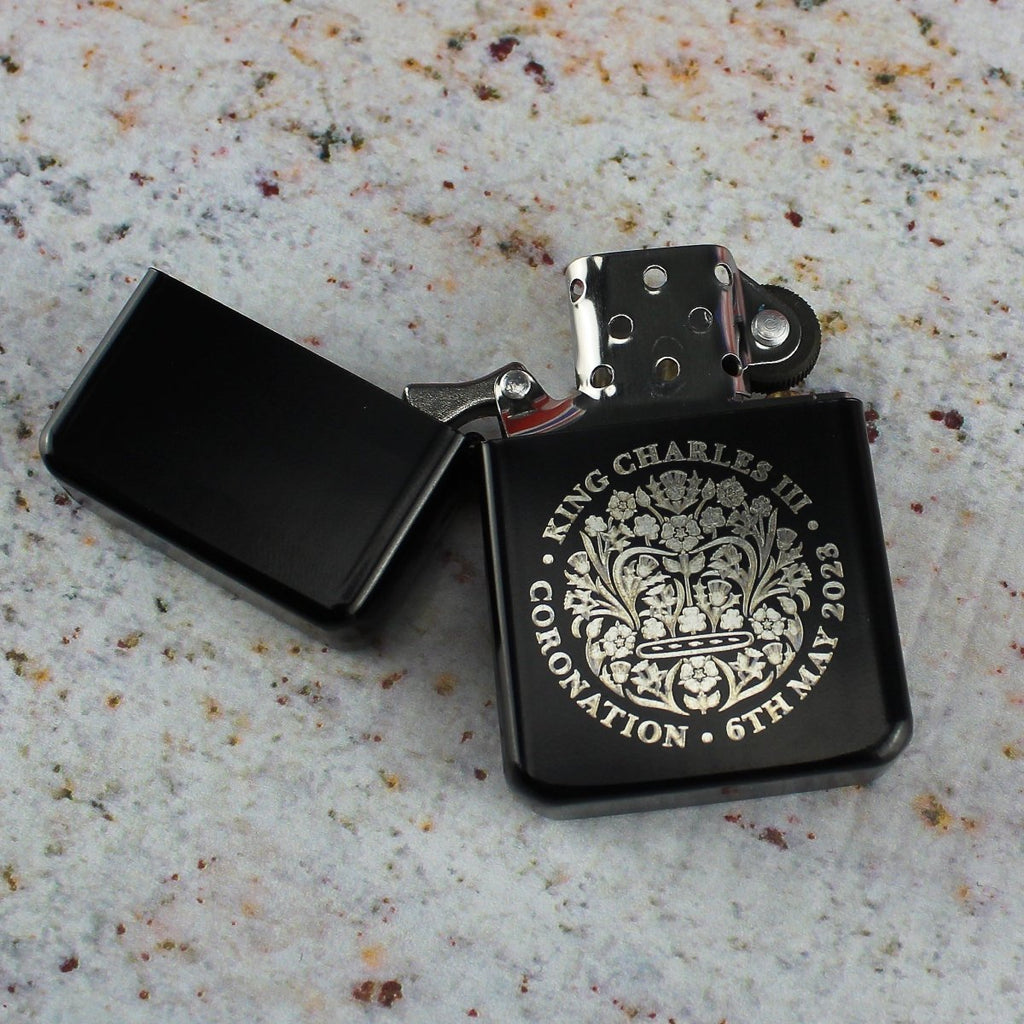 Engraved Commemorative Coronation of the King Black Lighter