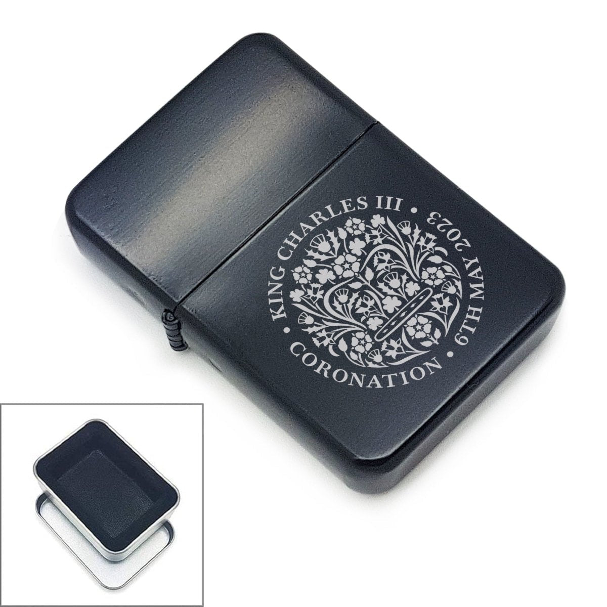 Engraved Commemorative Coronation of the King Black Lighter