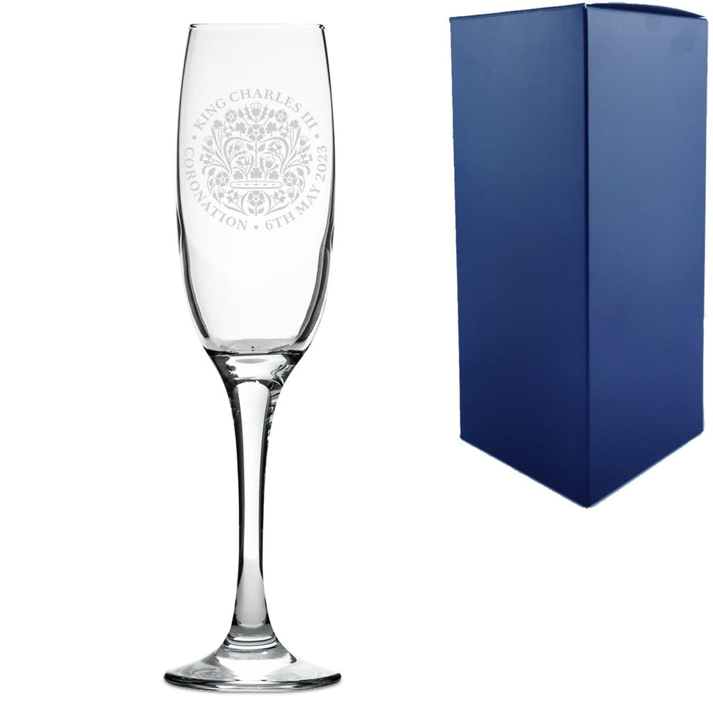 Engraved Commemorative Coronation of the King Champagne Flute