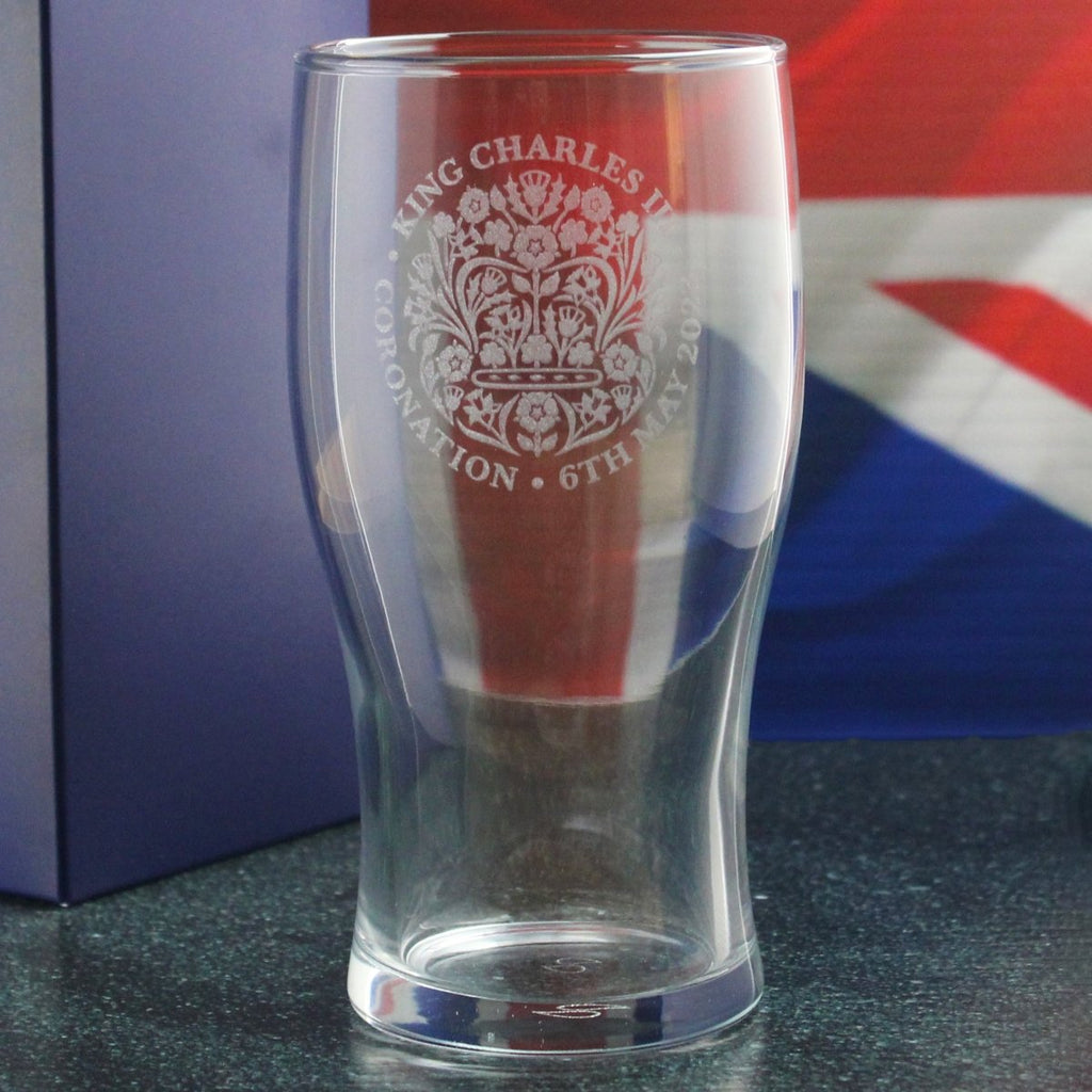Engraved Commemorative Coronation of the King Pint Glass