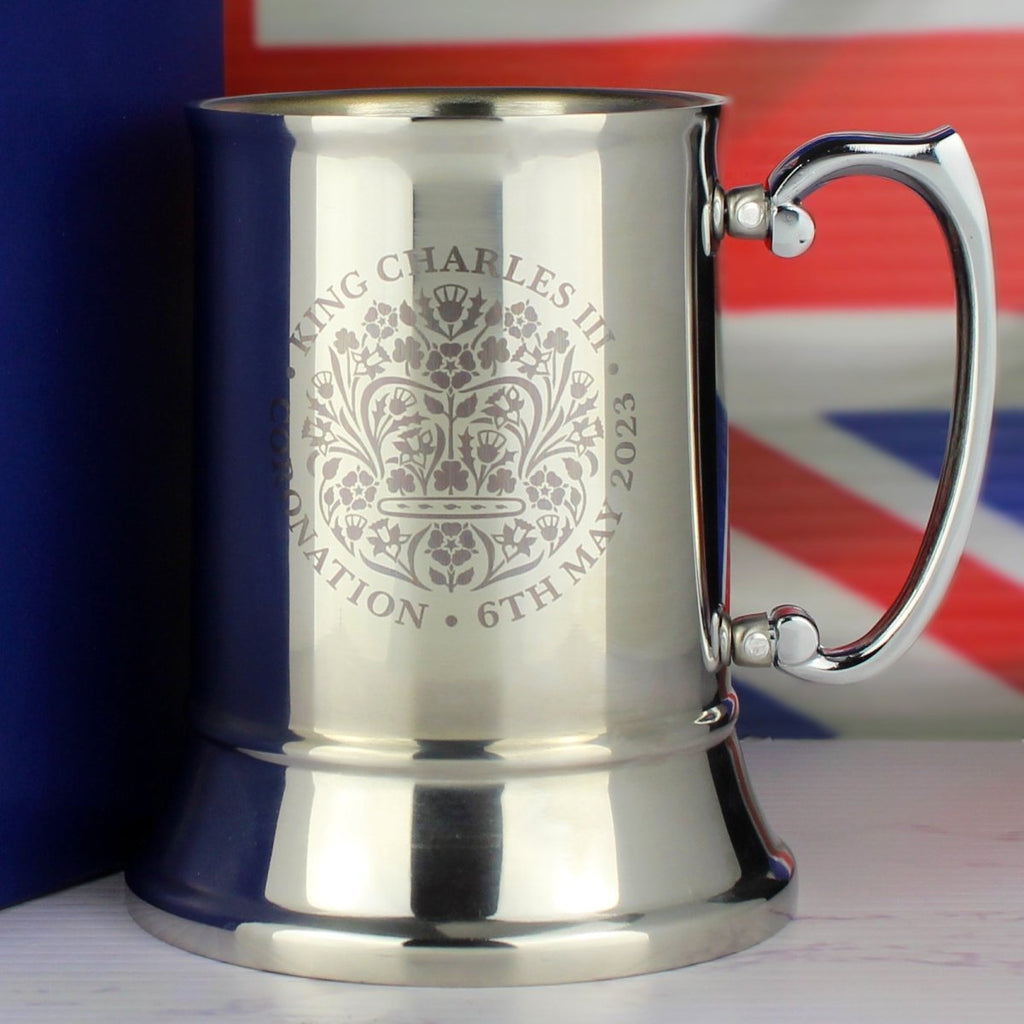 Engraved Commemorative Coronation of the King Stainless Steel Tankard