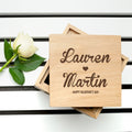 Personalised Personalised Couple's Names Oak Photo Cube
