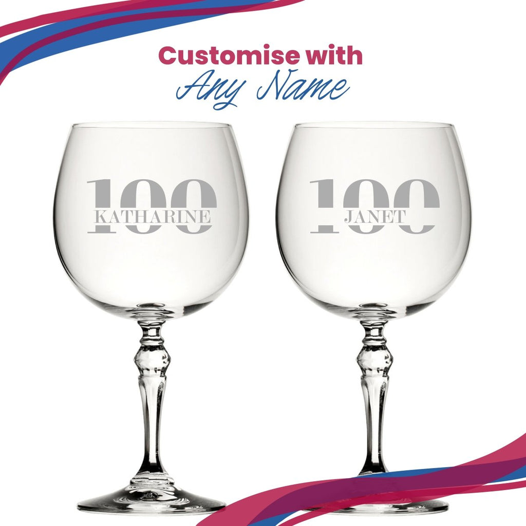 Engraved Crystal Gin and Tonic Cocktail Glass with Name in 100 Design