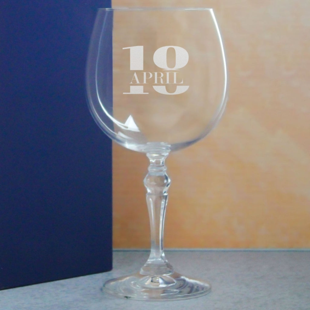 Engraved Crystal Gin and Tonic Cocktail Glass with Name in 18 Design
