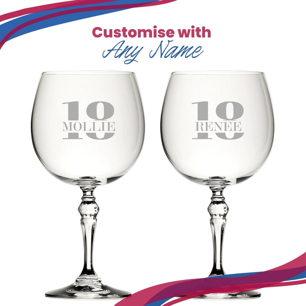 Engraved Crystal Gin and Tonic Cocktail Glass with Name in 18 Design