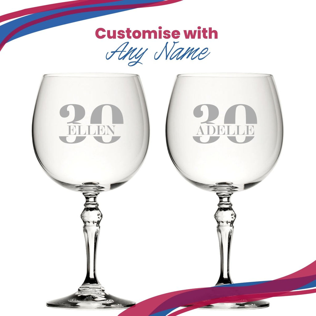 Engraved Crystal Gin and Tonic Cocktail Glass with Name in 30 Design