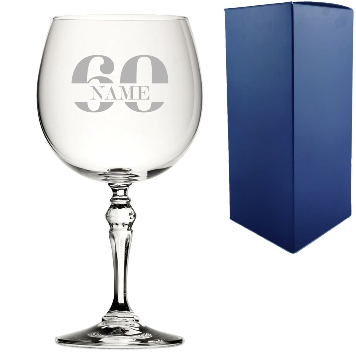 Engraved Crystal Gin and Tonic Cocktail Glass with Name in 60 Design