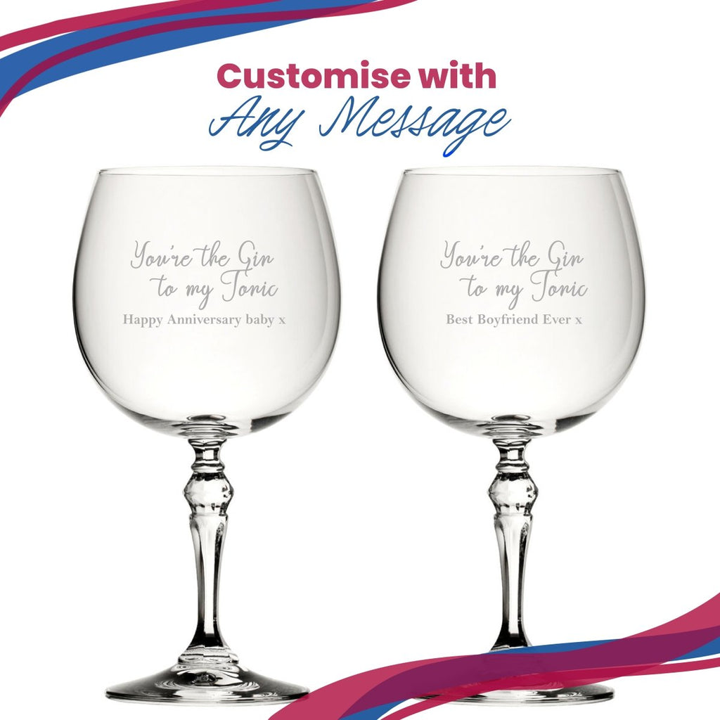 Engraved Crystal Gin and Tonic Glass with You're the Gin to My Tonic Design, Personalise with Any Message