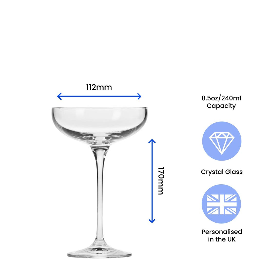 Engraved Crystal Infinity Cocktail Saucer with Initials Design, Personalise with Any Name