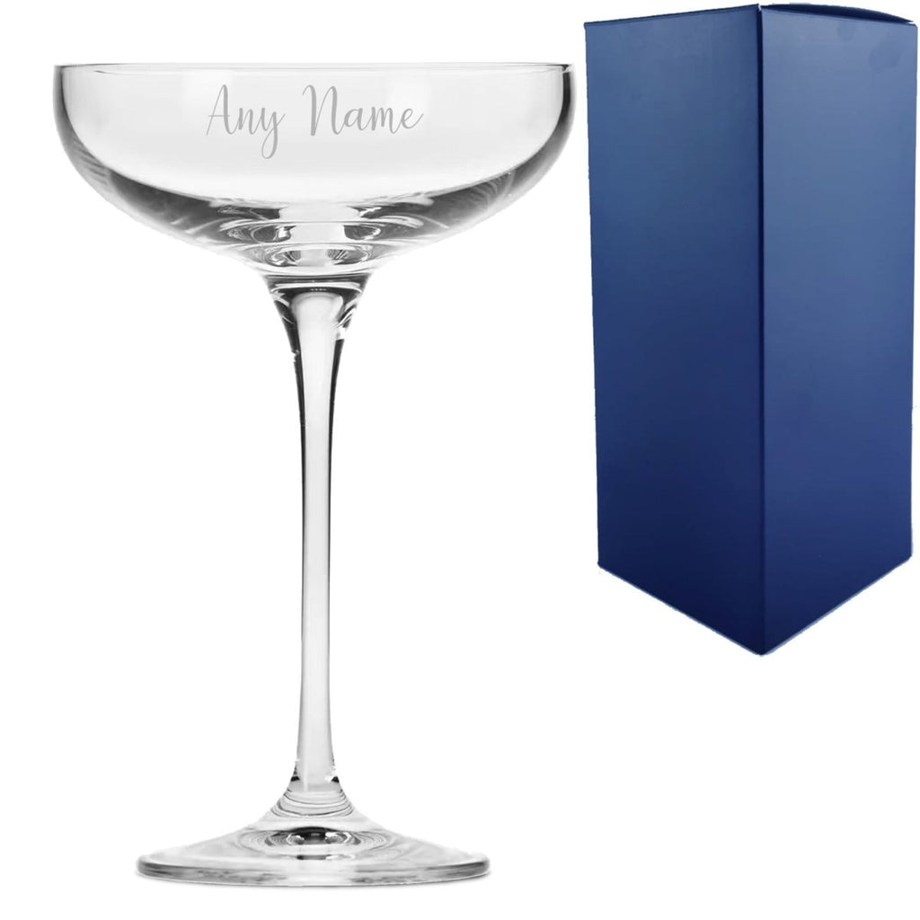 Engraved Crystal Infinity Cocktail Saucer with Script Name, Personalise with Any Name