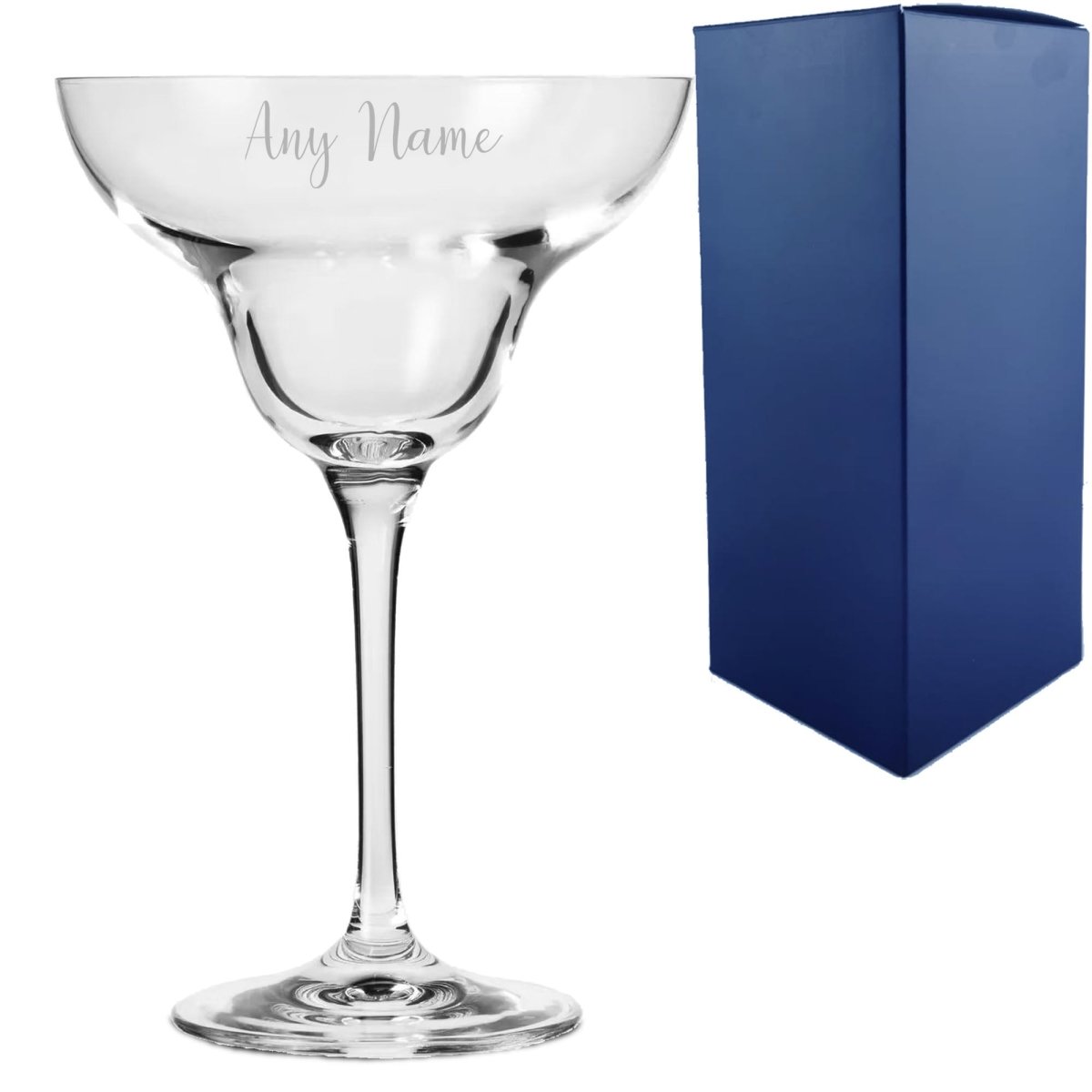 Engraved Crystal Infinity Margarita Cocktail Glass with Script Name, Personalise with Any Name