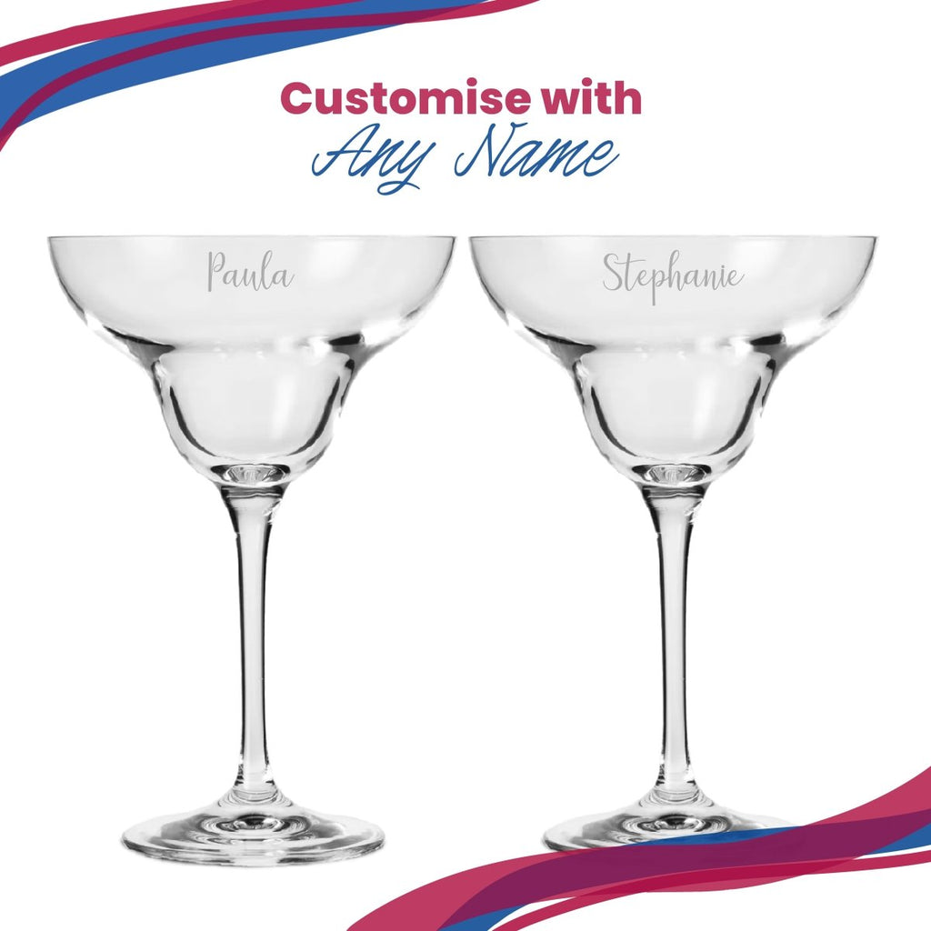 Engraved Crystal Infinity Margarita Cocktail Glass with Script Name, Personalise with Any Name