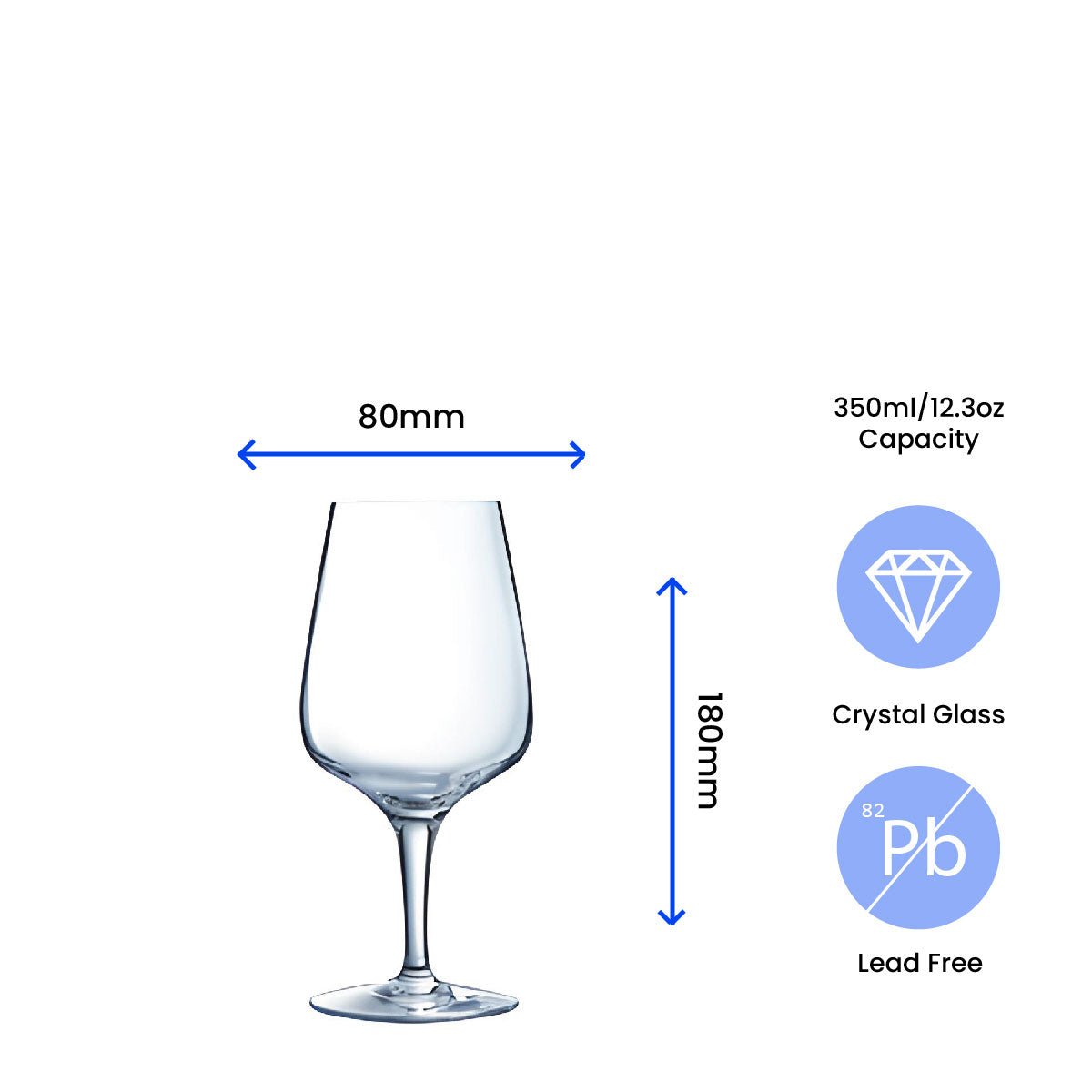 Engraved Crystal Wine Glass, Short Sublym 350ml Glass, Gift Boxed