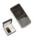 Engraved Electric Arc Lighter, Black, Overlapping Hearts