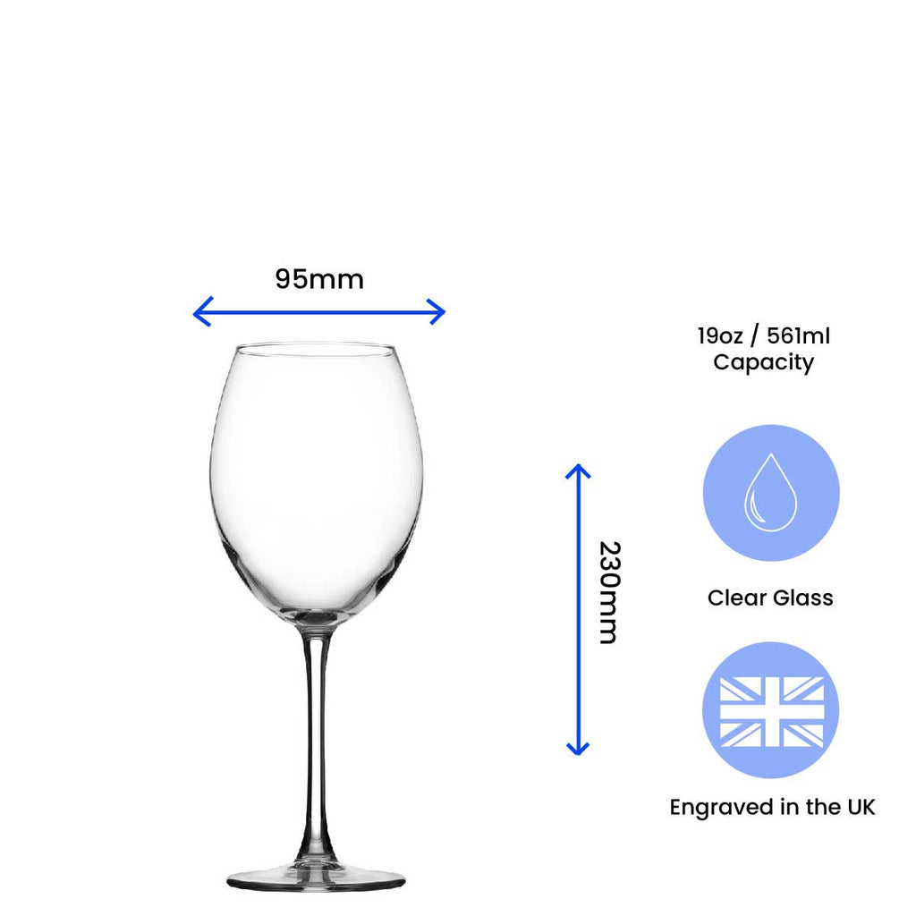 Personalised Engraved Enoteca 19oz Large Wine Glass With Gift Box - Any Message Engraved!!
