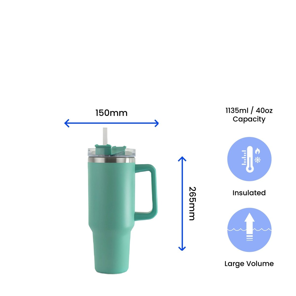 Engraved Extra Large Teal Travel Cup 40oz/1135ml, Any Message