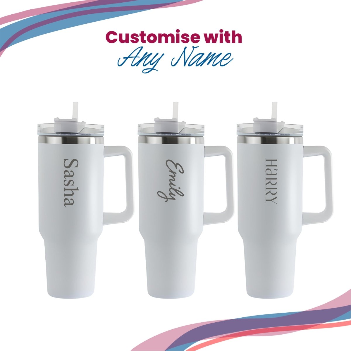 Engraved Extra Large White Travel Cup 40oz/1135ml, Any Name