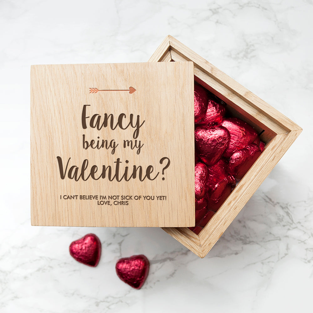Personalised Personalised Fancy Being My Valentine? Oak Photo Cube